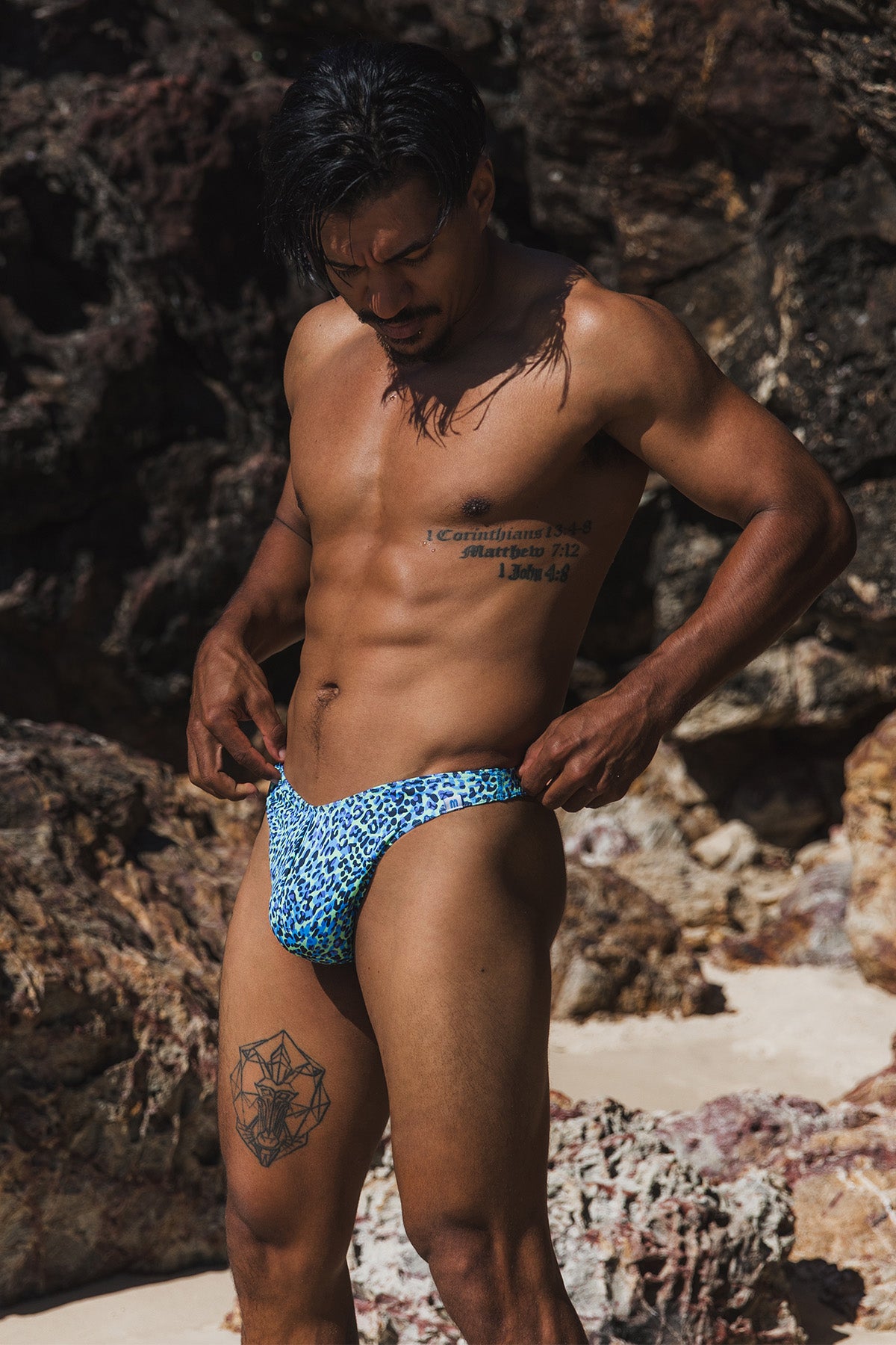 Coral Coast Blue Leopard 005 Clip Thong