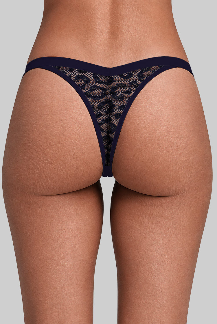 Leopard Mesh 4221 Brazilian Bikini Bottom Wild Cobalt