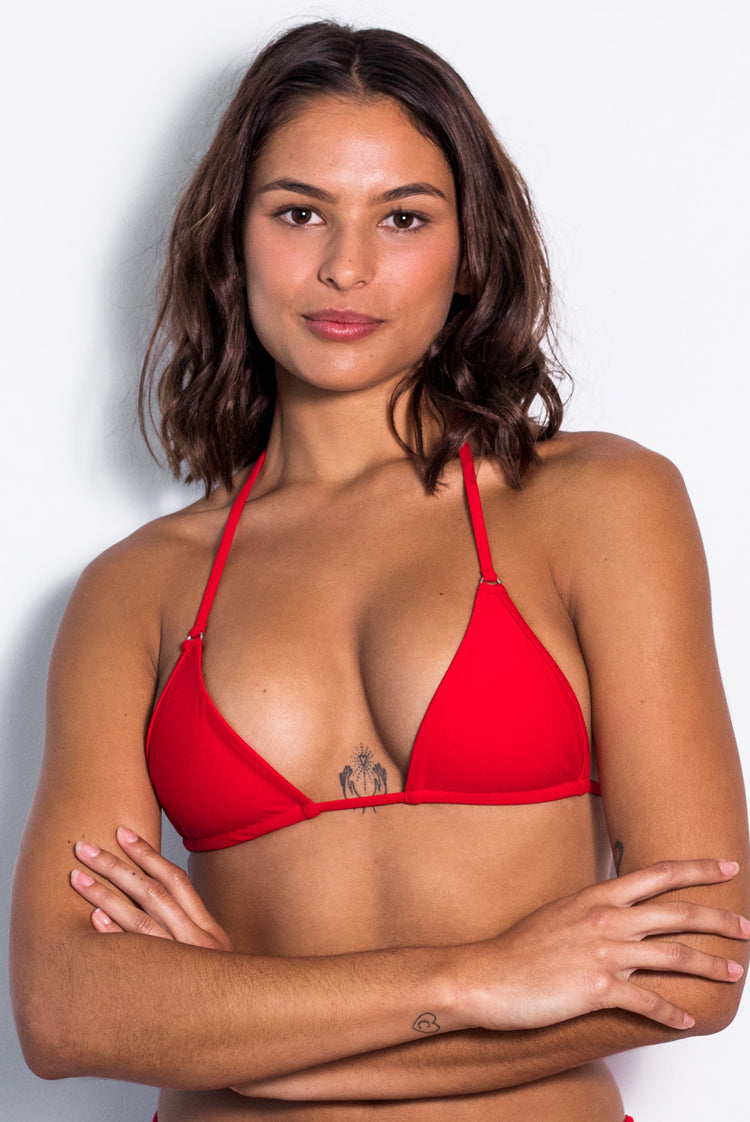Matt Lycra 3553 Crop Bikini Top Fire Red