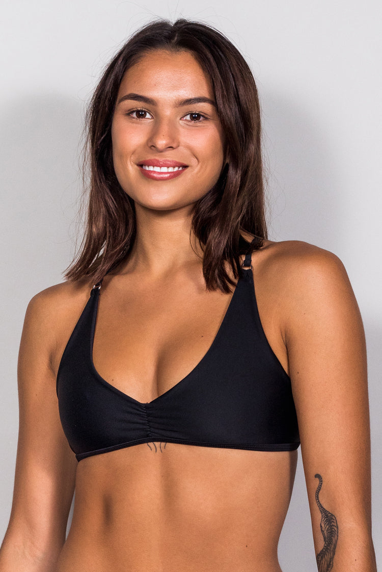 Matt Lycra 3585 Lined Crop Bikini Top Black
