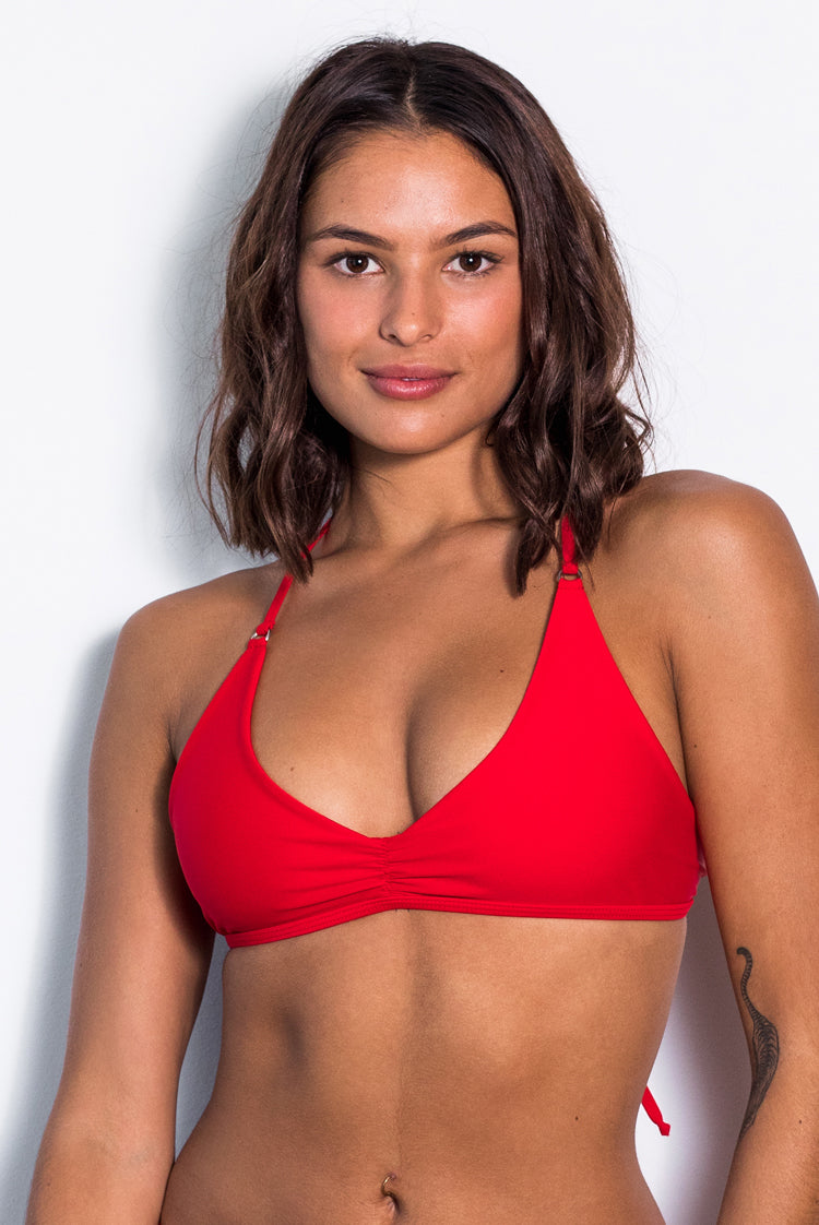 Matt Lycra 3585 Crop Bikini Top Fire Red