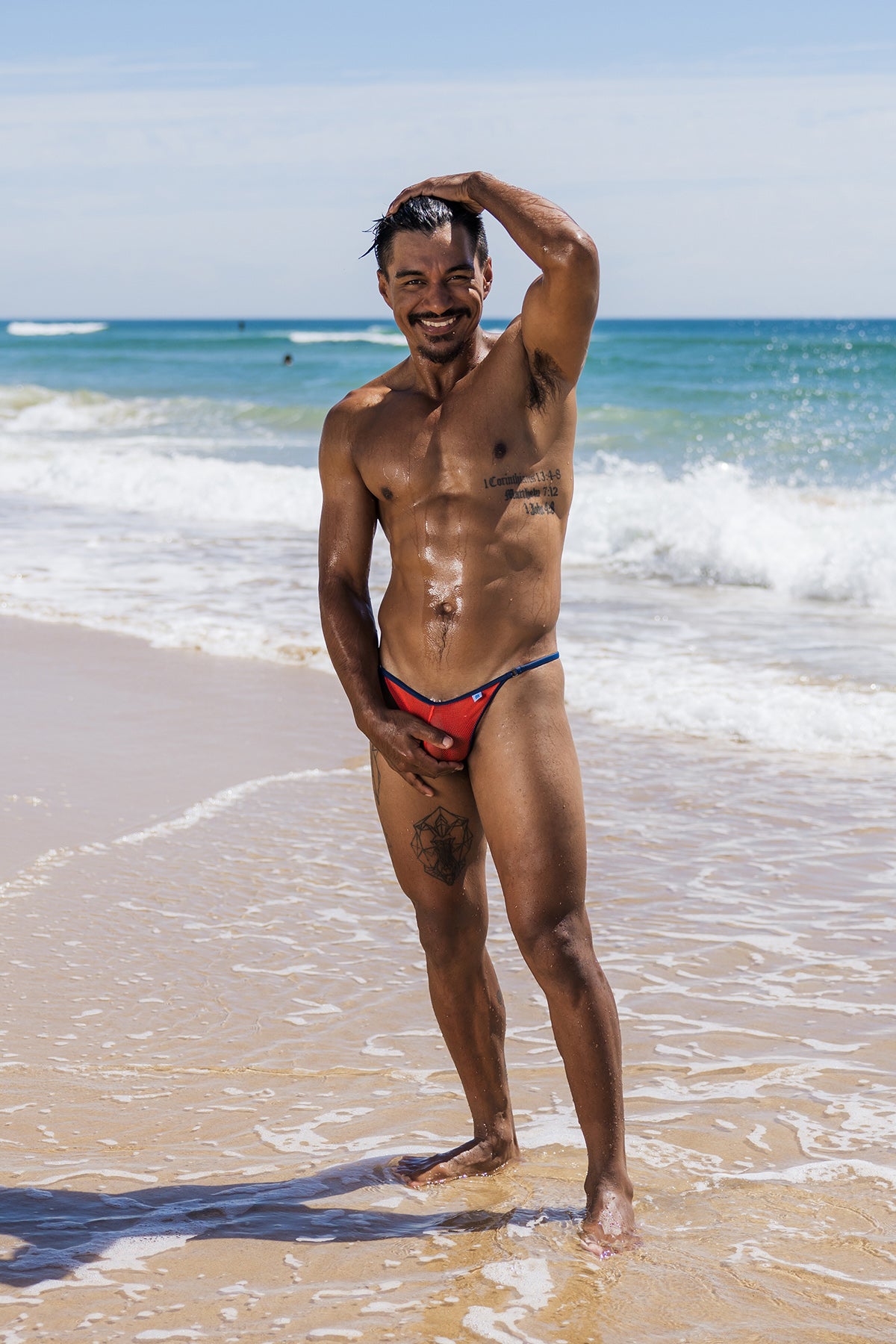 Micro Mesh Coral Midnight 004 Thong