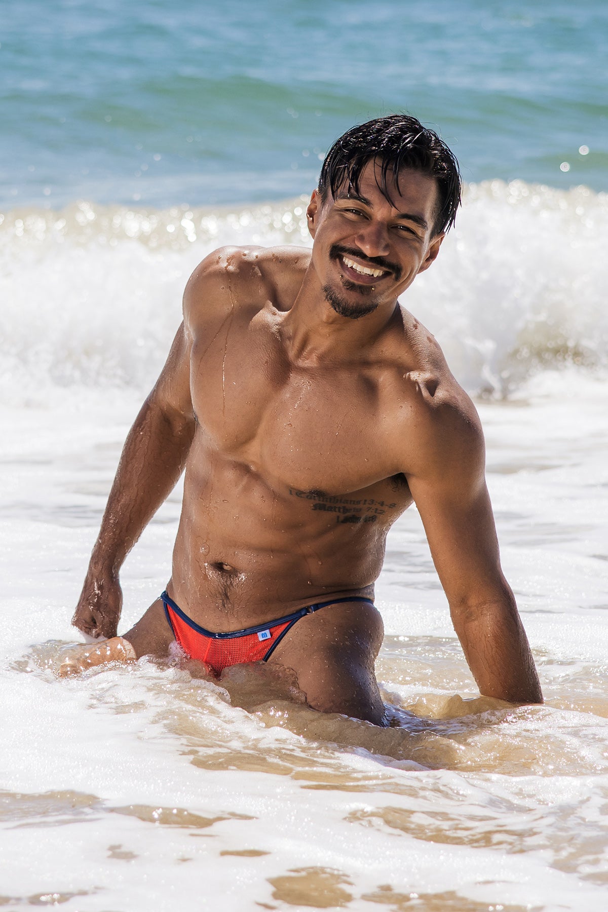 Micro Mesh Coral Midnight 004 Thong