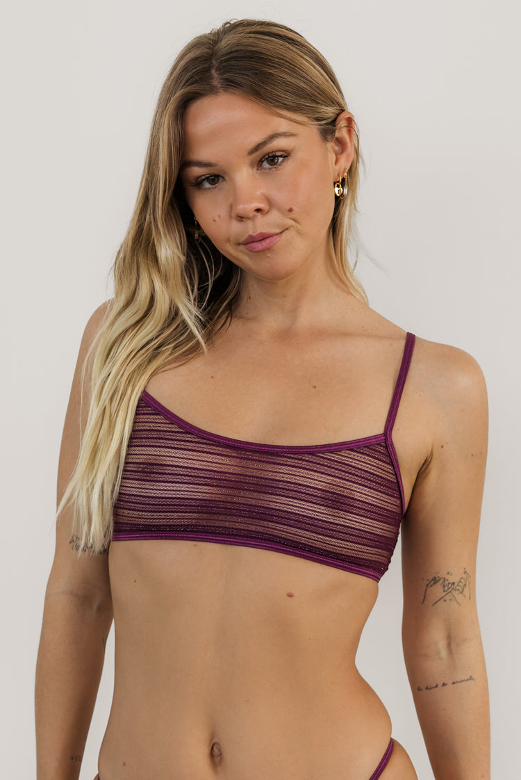 Seductive Stripe 1221 Crop Bra Plum
