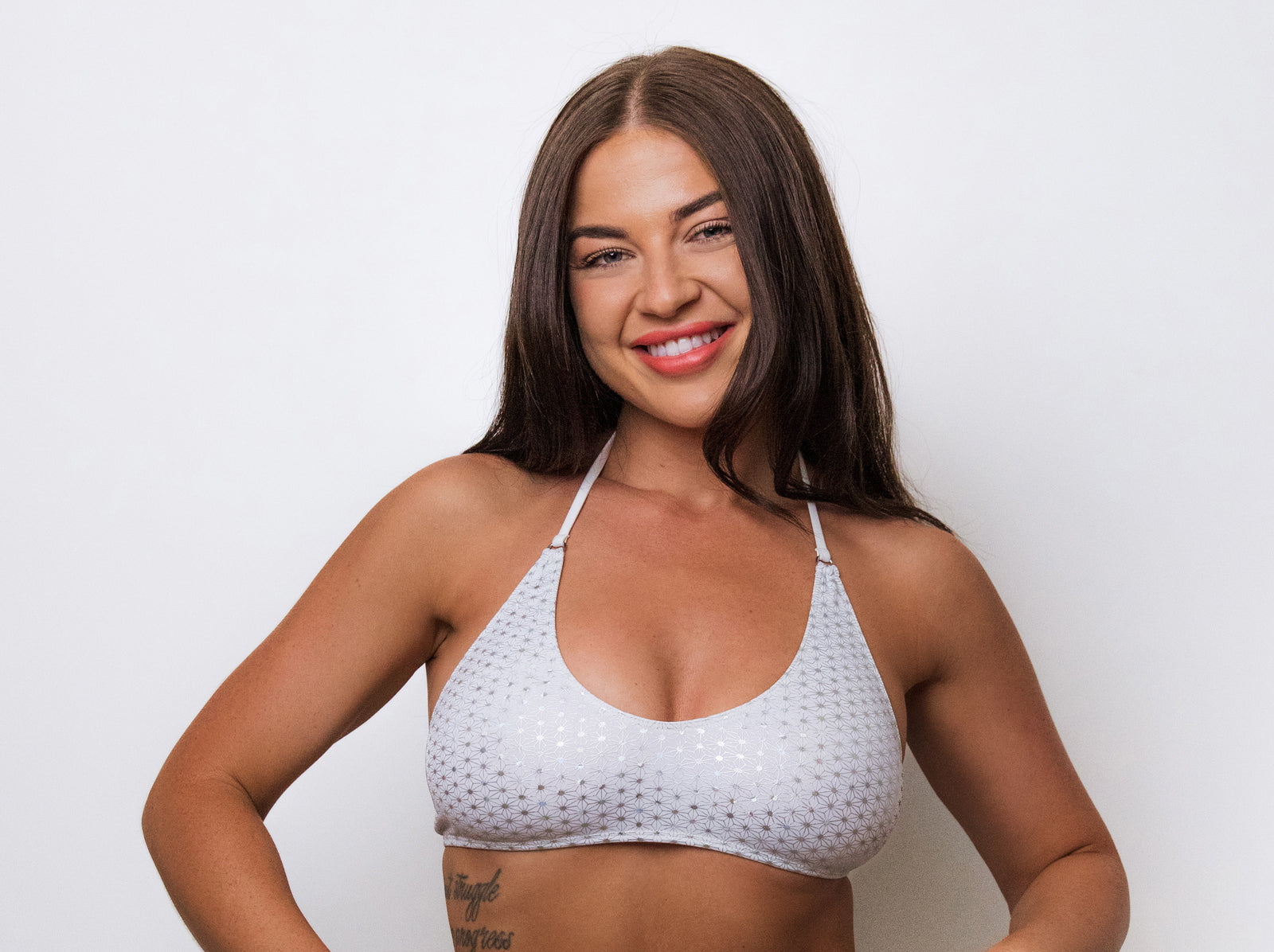 Supernova 348 Crop Bikini Top White/Silver