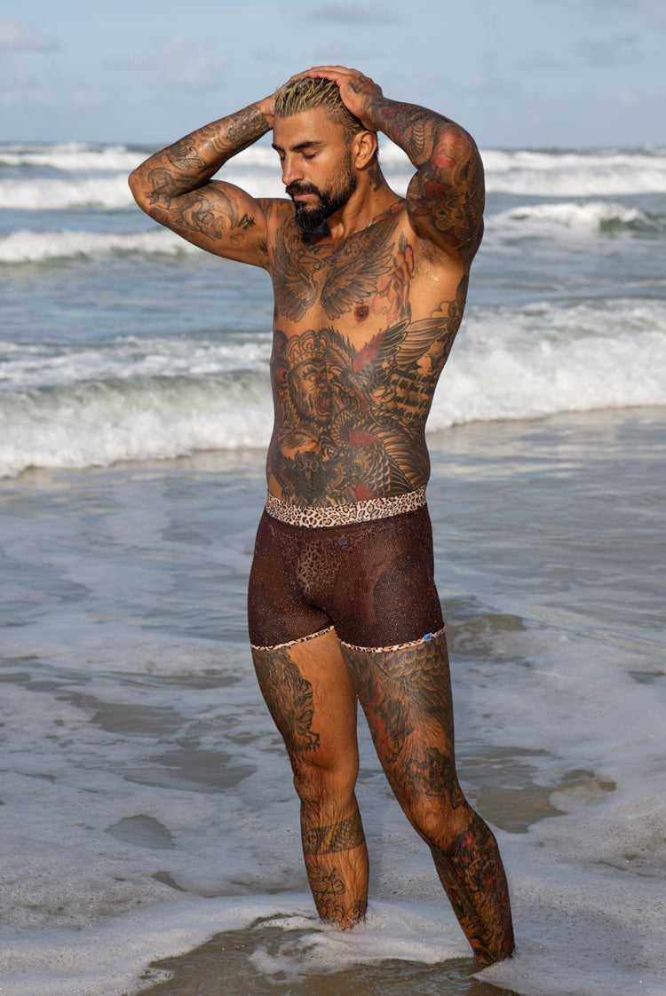 California Kiss 008 Aruba Shorts Chocolate & Leopard