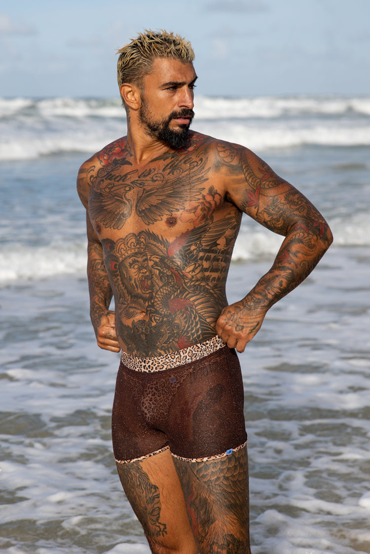 California Kiss 008 Aruba Shorts Chocolate & Leopard