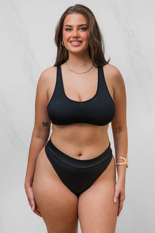Matt Lycra Denise Crop Bikini Top Black