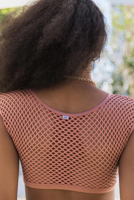 Mega Mesh 366 Crop Bikini Top Caramel