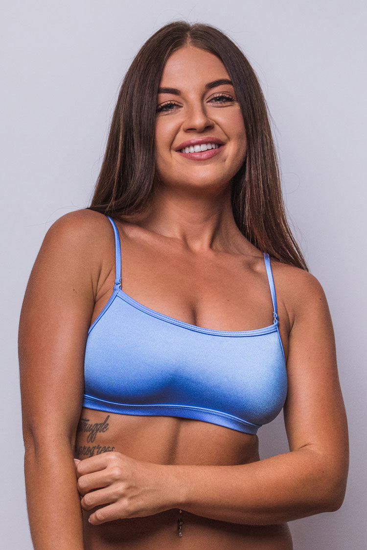 Matt Lycra 360 Crop Bikini Top Indigo