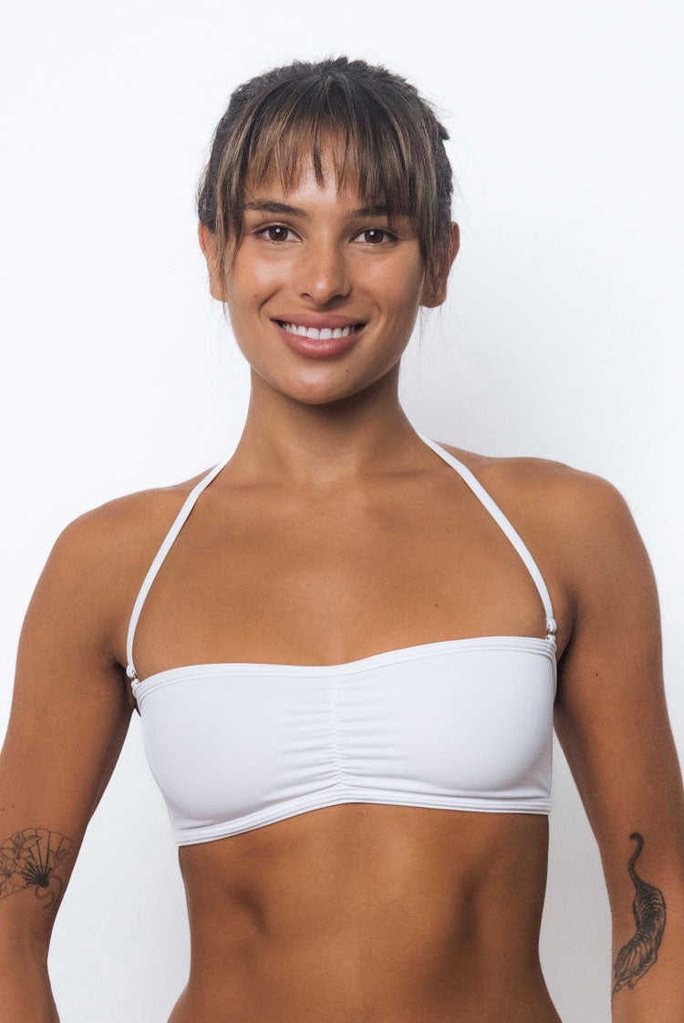 Matt Lycra 345 Bandeau Bikini Top White