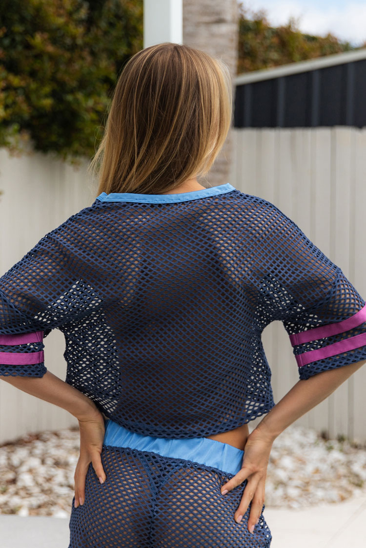 Mega Mesh 9395 T-Shirt Navy & Violet