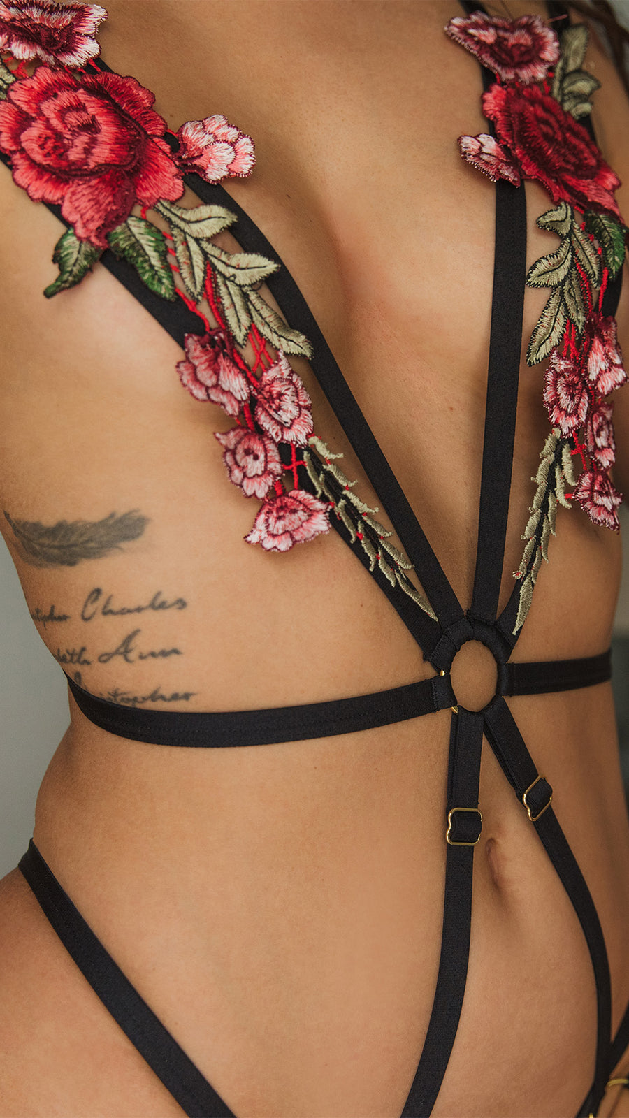 Bound Roses Black 1902 Bodysuit