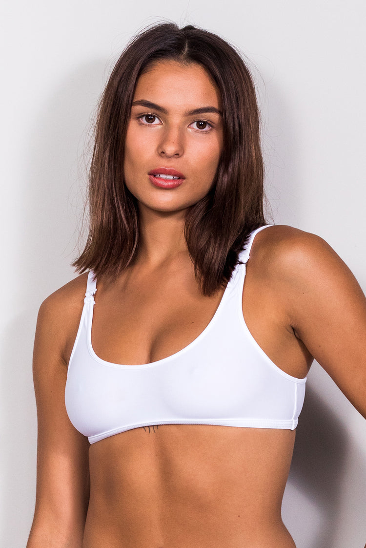 Matt Lycra 358 Crop Bikini Top White