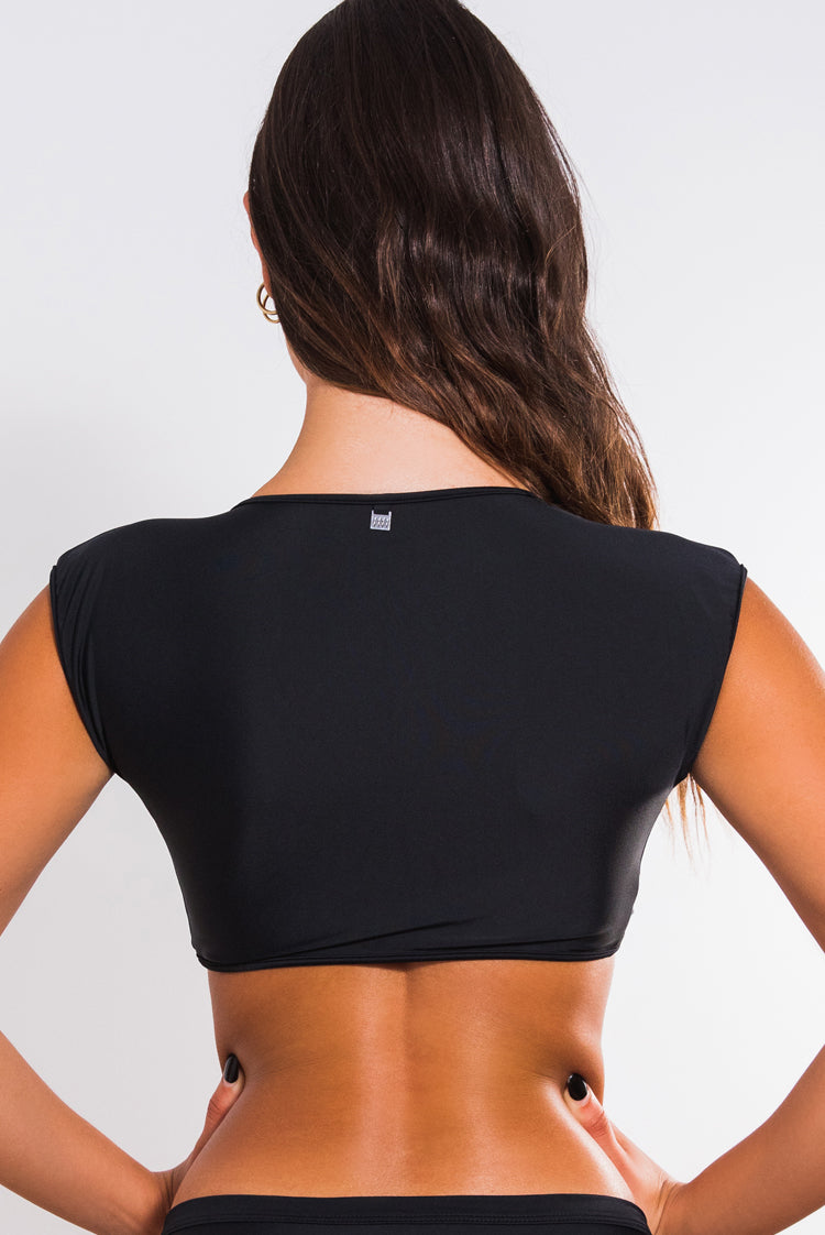 Matt Lycra 396 Crop Bikini Top Black