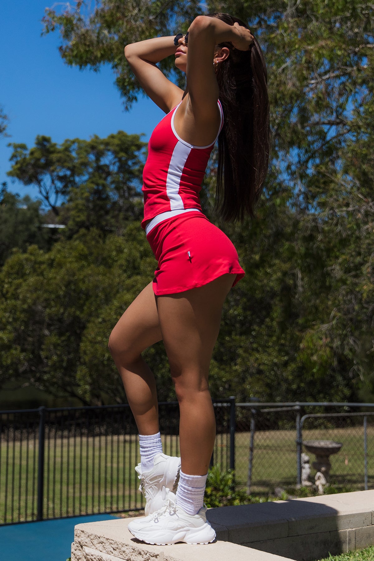 Soft Lycra 5420 Skirt Red/White