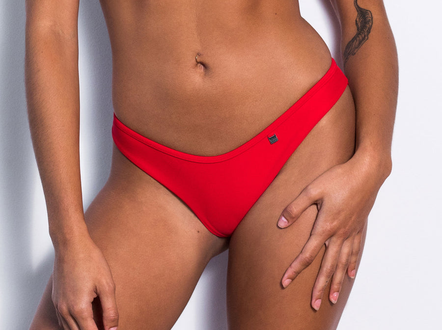 Matt Lycra 2595 Lined Cheeky Bikini Bottom Fire Red