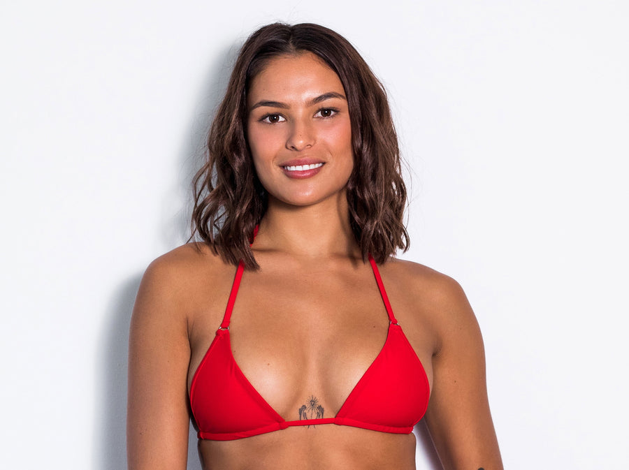 Matt Lycra 3553 Lined Tri Top Bikini Fire Red