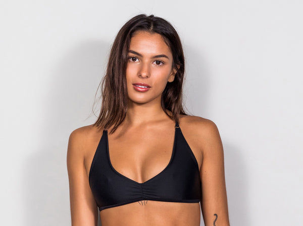 Matt Lycra 3585 Lined Crop Bikini Top Black