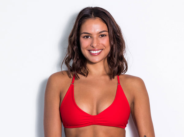 Matt Lycra 3585 Lined Crop Bikini Top Fire Red
