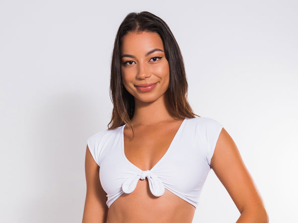 Matt Lycra 396 Crop Bikini Top White