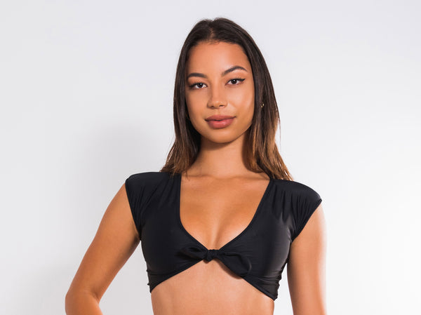 Matt Lycra 396 Crop Bikini Top Black