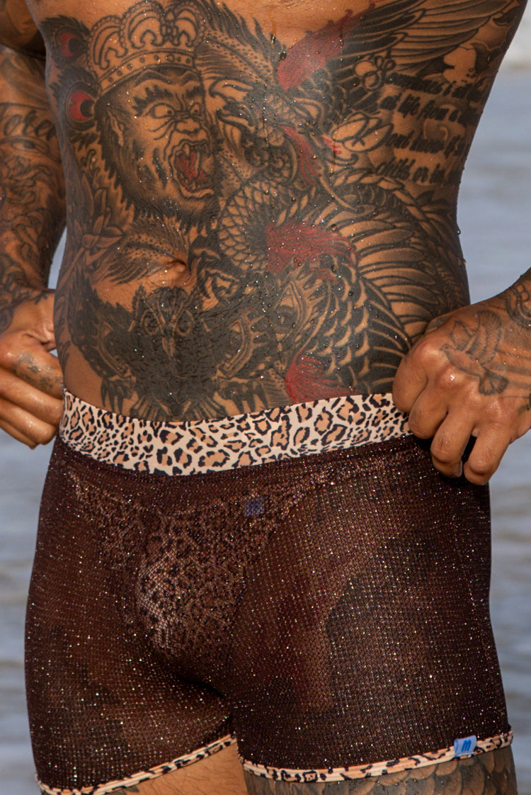 California Kiss 008 Aruba Shorts Chocolate & Leopard